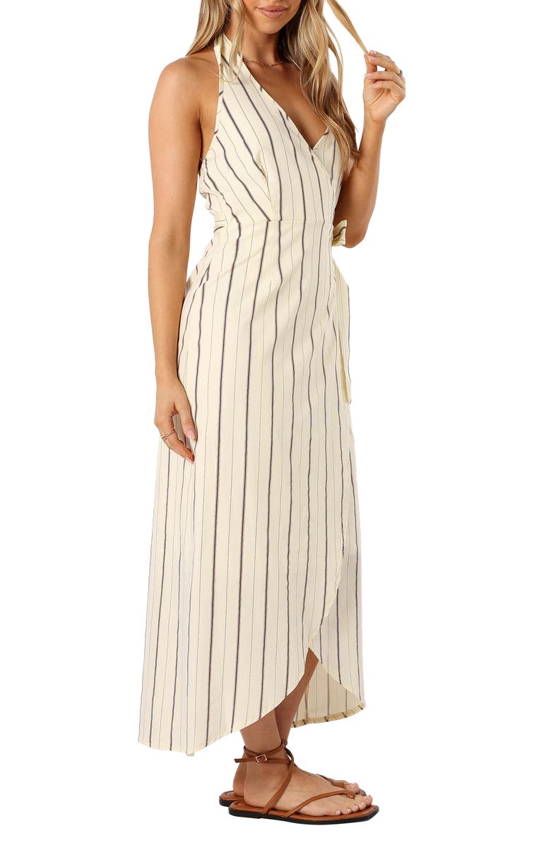 Petal & Pup Abigail Halter Wrap Midi Dress, Alternate, color, 