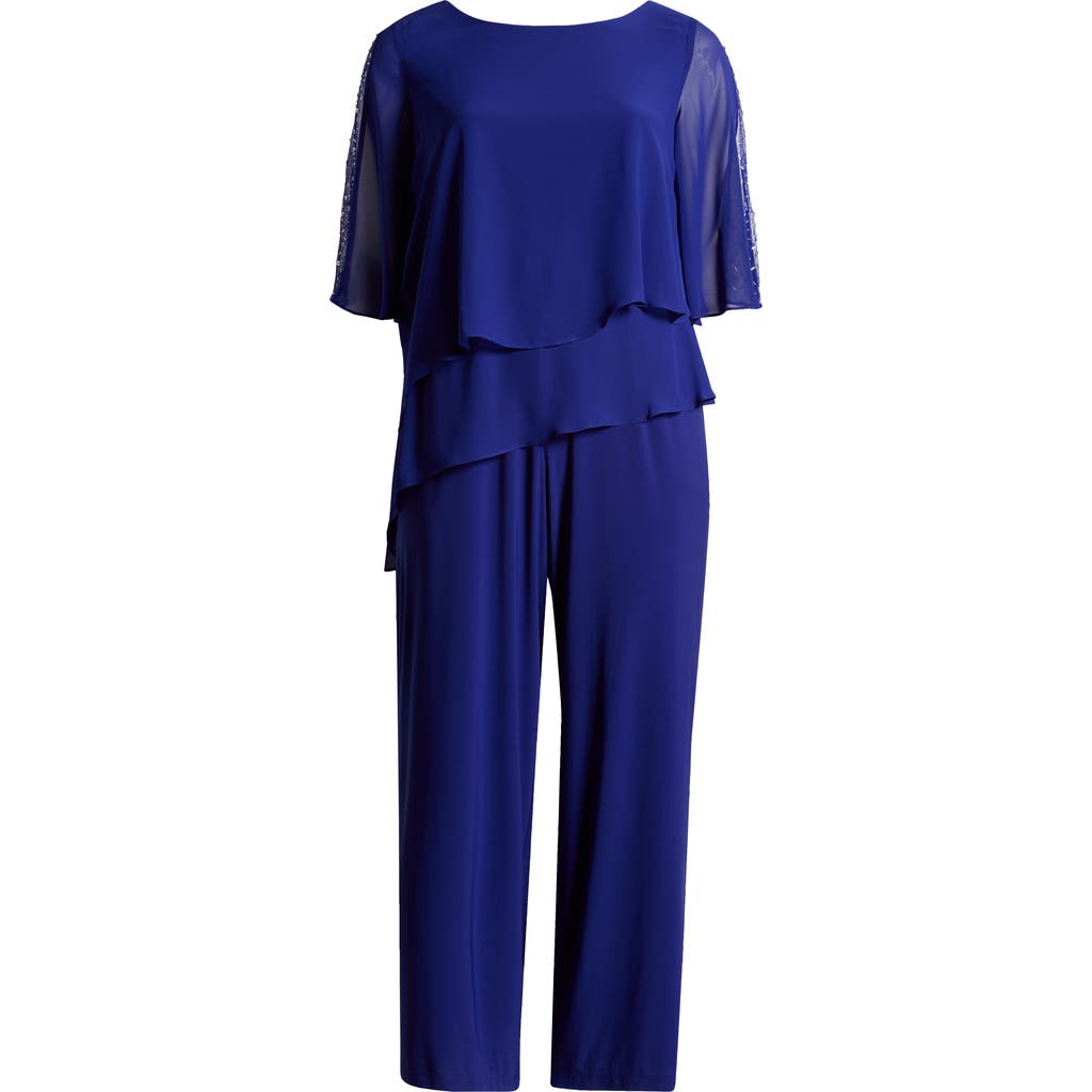 Sl Fashions Sequin Detail Tiered Jumpsuit In Iris
