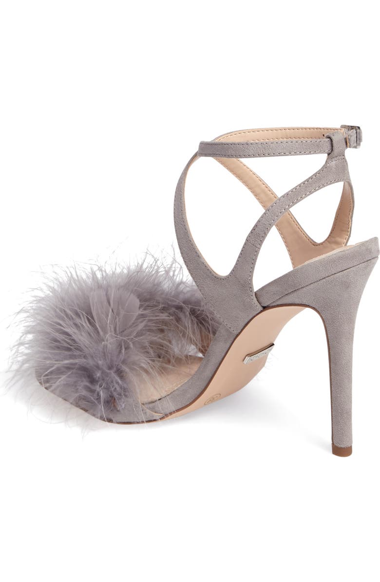 Topshop Reine Feathered Sandal, Alternate, color,