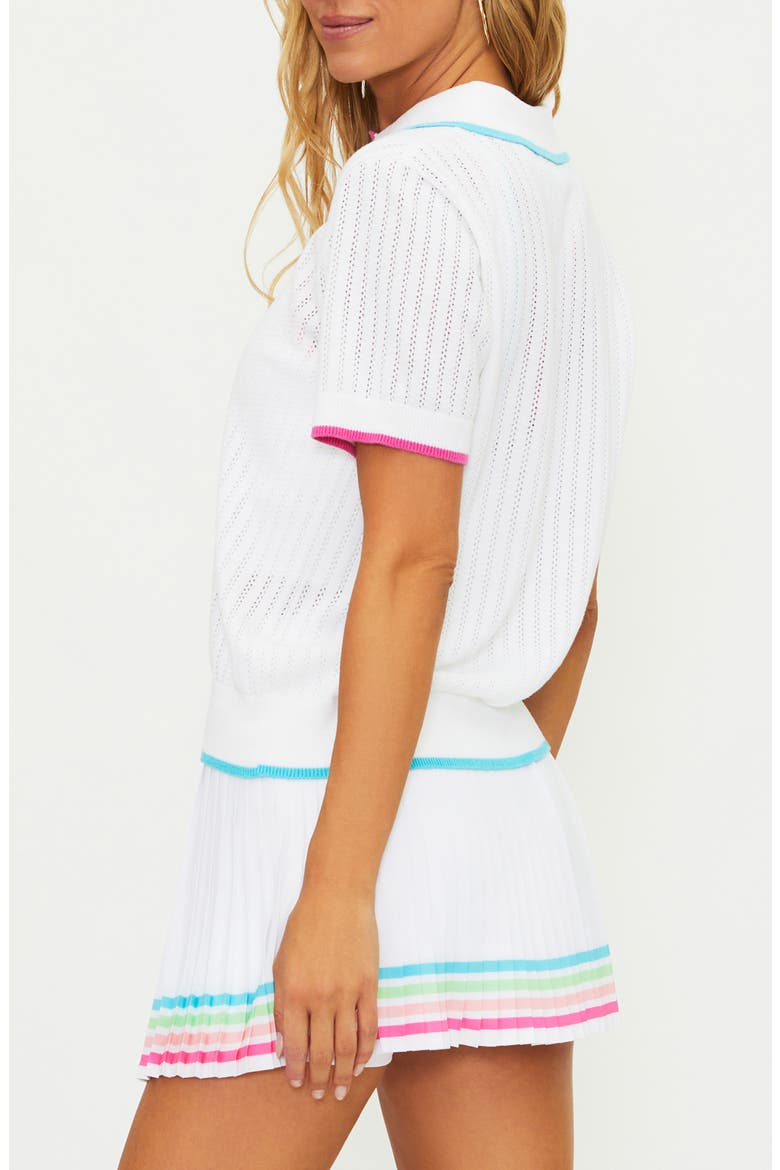 Sia Knit Polo Top, Alternate, color, HIBISCUS COVE WHITE