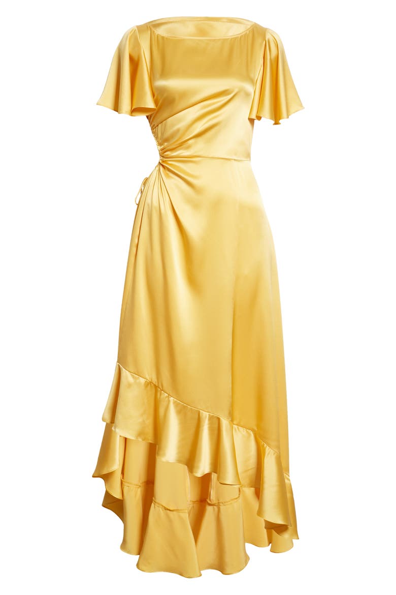 Patti High-Low Cutout Silk Dress, Alternate, color, SUNSET