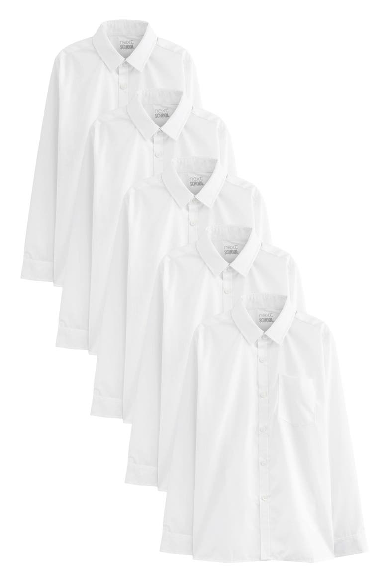 Kids' 5-Pack Uniform Button-Up Shirts, Main, color, WHITE