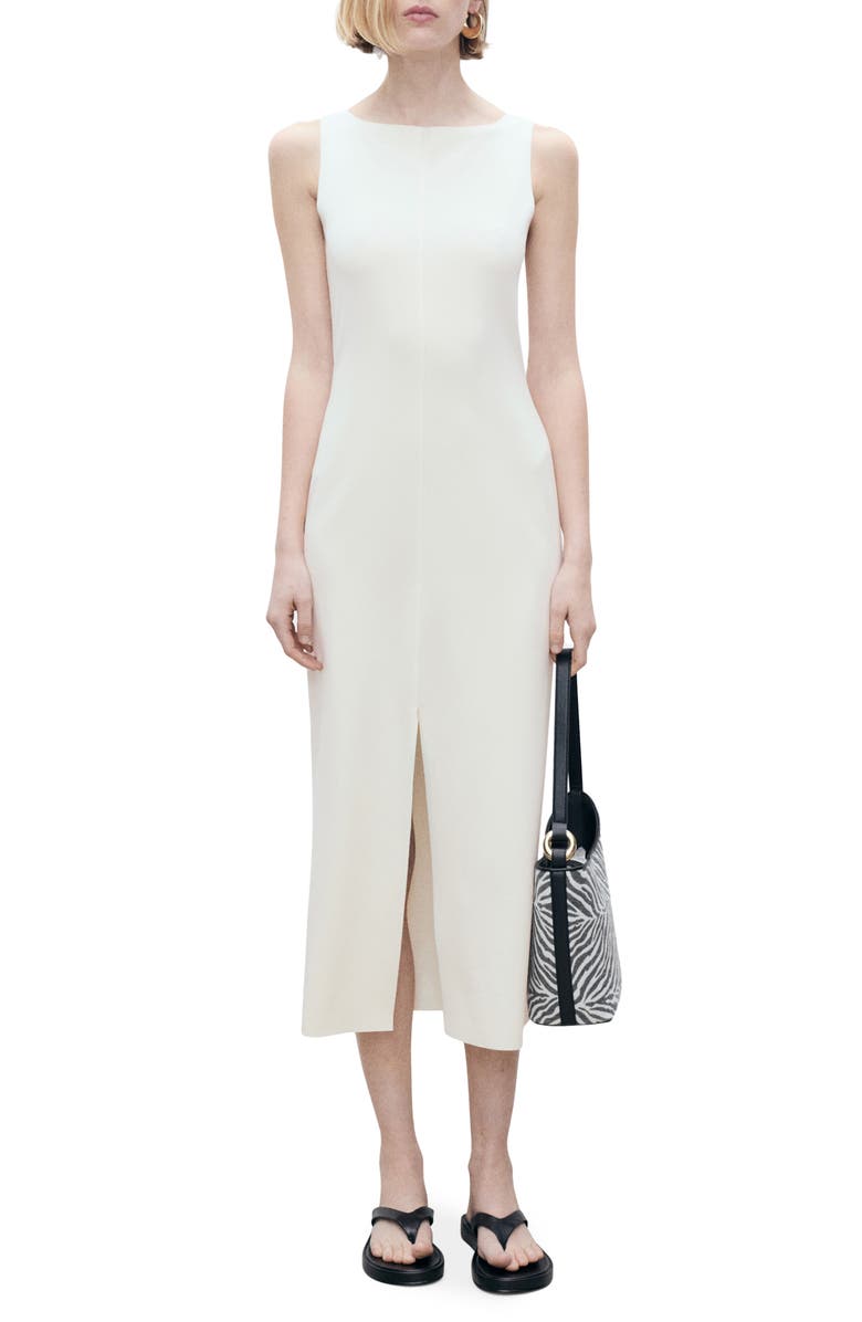 MANGO Bateau Neck Sleeveless Maxi Dress, Main, color, Ecru