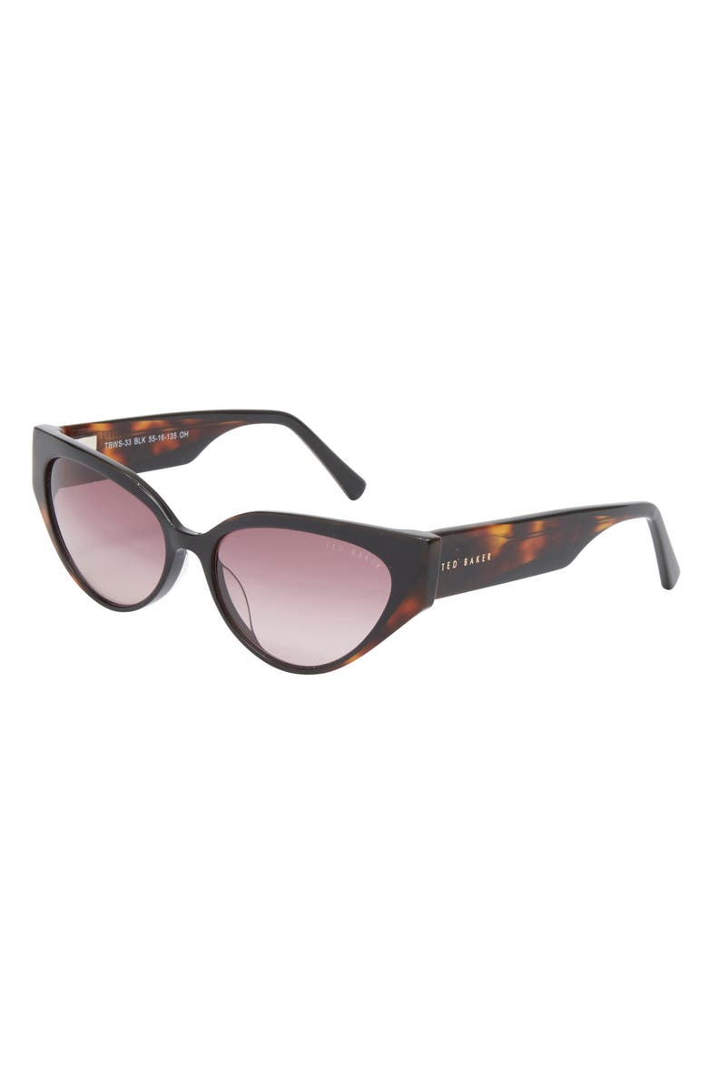 Ted Baker London 54mm Full Rim Cat Eye Sunglasses, Alternate, color, Black