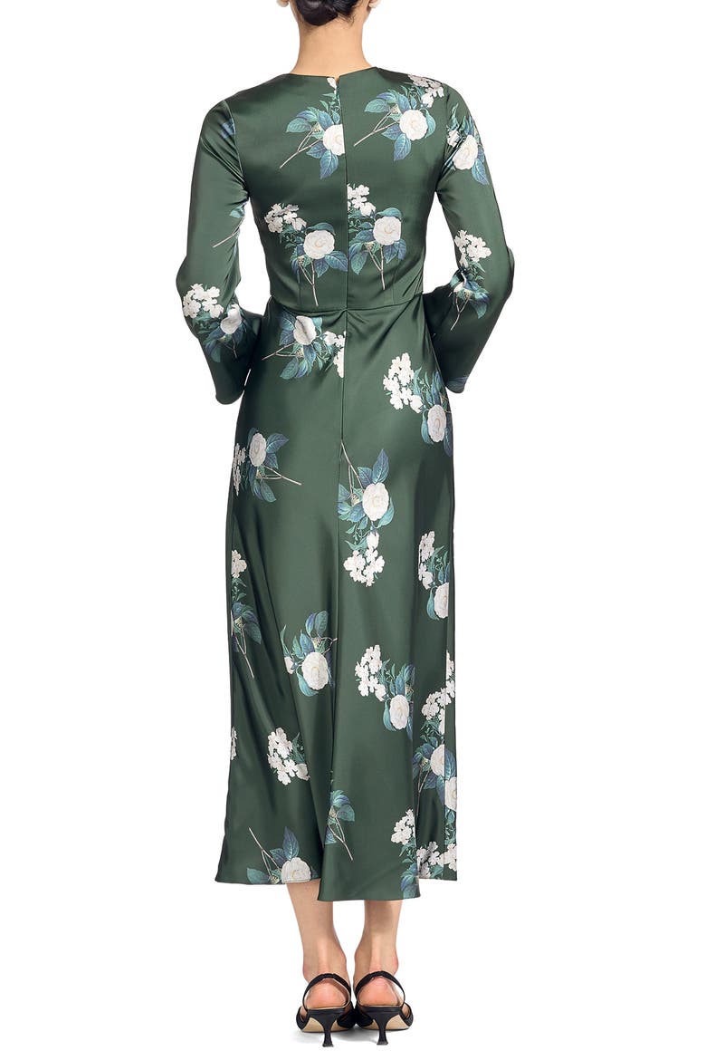Tyra Satin Midi Dress, Alternate, color, FOREST FLOWER