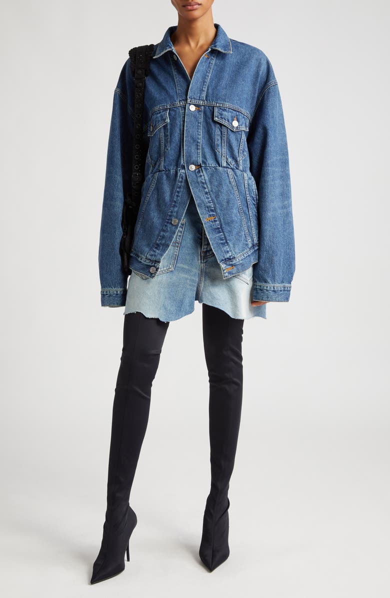 Balenciaga Swing Denim Jacket, Alternate, color, 
