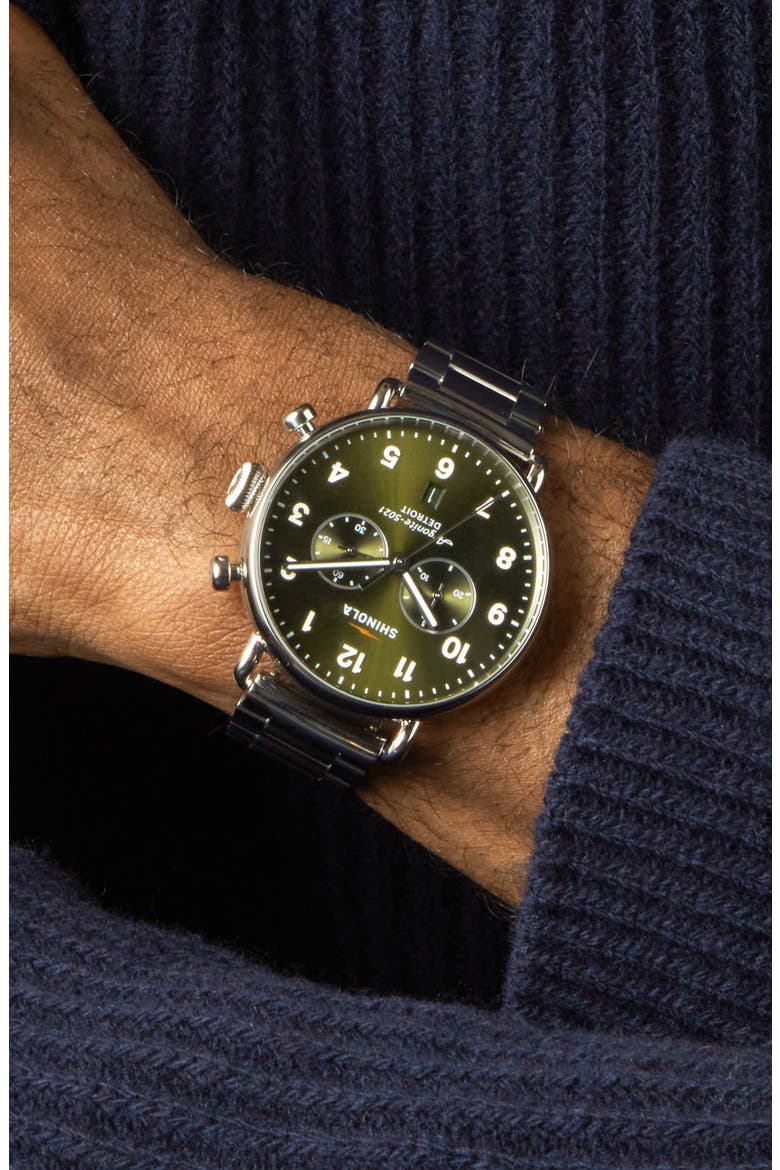 Canfield Chronograph Bracelet Watch, 43mm, Alternate, color, DARK OLIVE