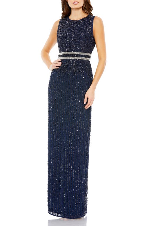 Mac Duggal Sleeveless Sequin Column Gown In Midnight