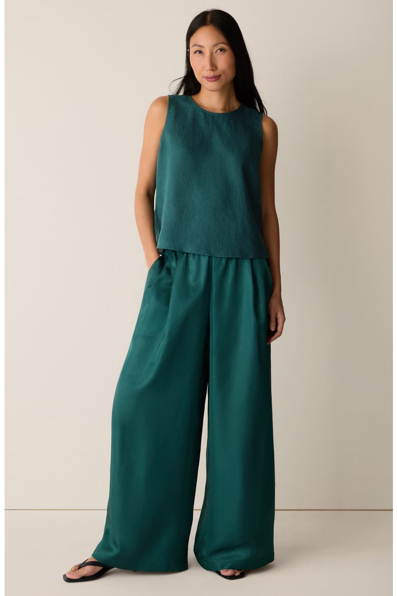 Pull-On Satin Wide Leg Pants, Alternate, color, KELP