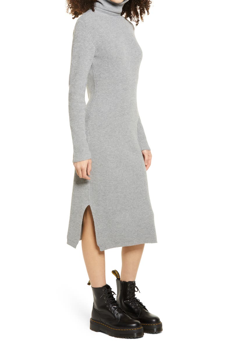 Sheerah Turtleneck Midi Sweater Dress, Alternate, color, H GREY