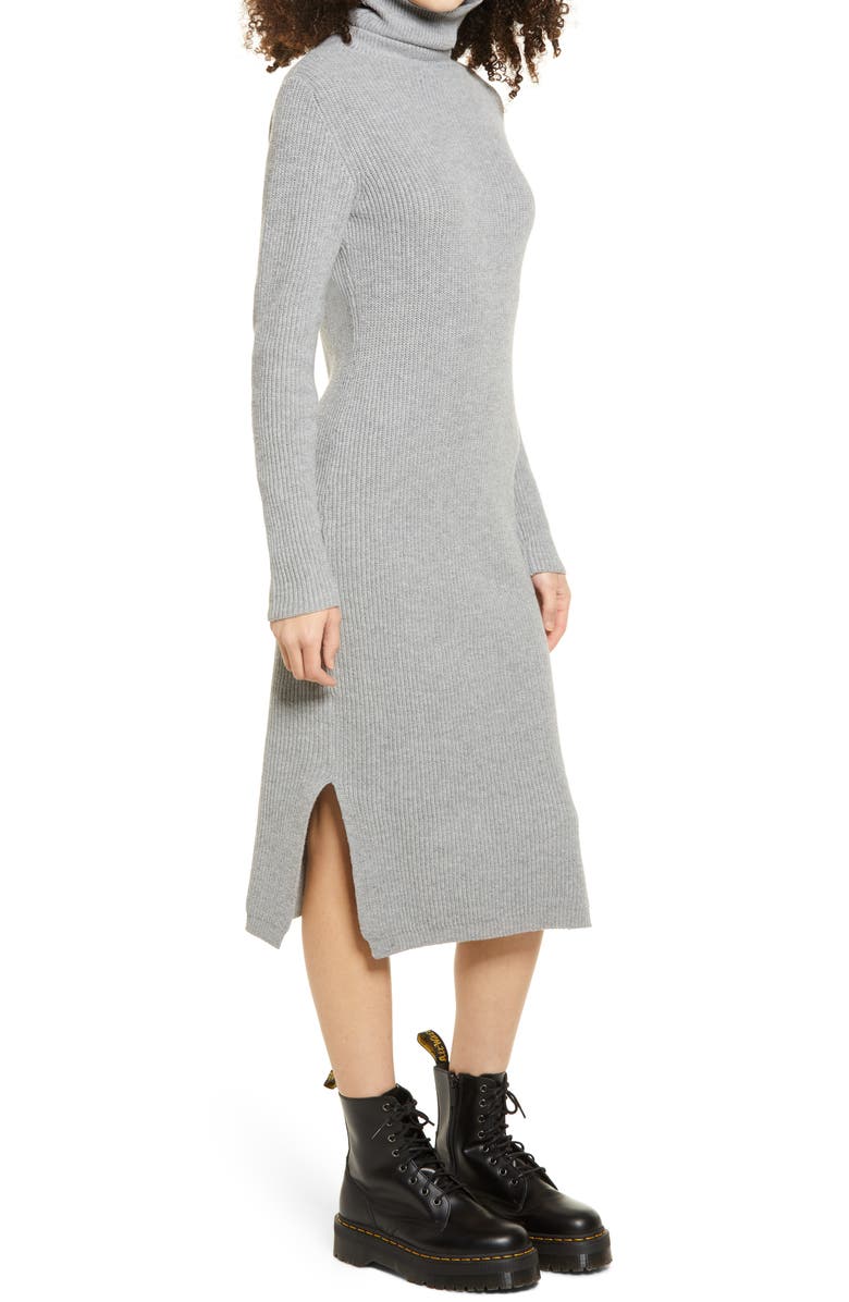 Lulus Sheerah Turtleneck Midi Sweater Dress, Alternate, color, 
