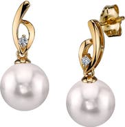The Pearl Source Akoya Pearl & Diamond Lois Earrings