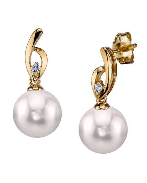 The Pearl Source Akoya Pearl & Diamond Lois Earrings In Gold