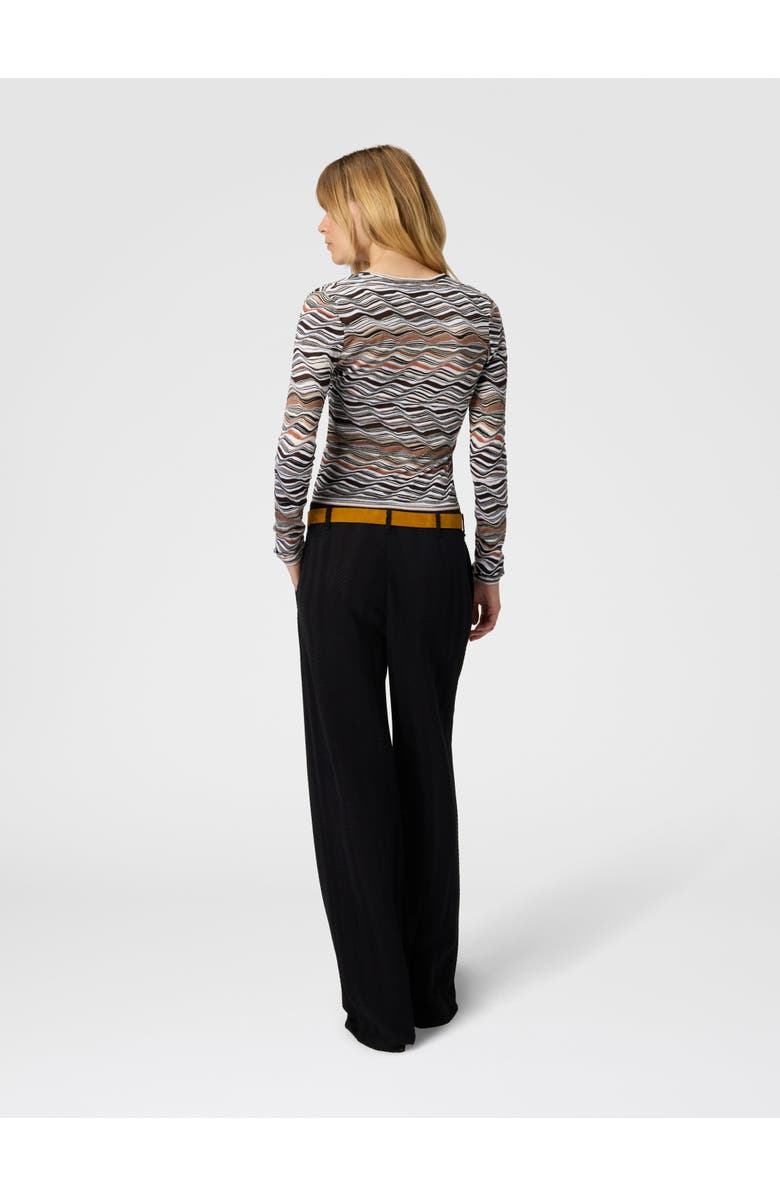 Missoni Buttoned Cardigan With Wave Pattern, Alternate, color, Beige & Brown