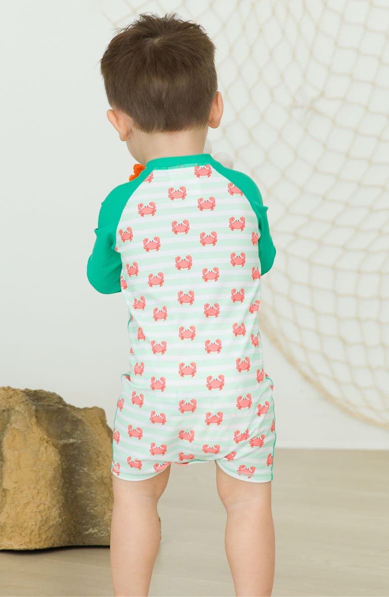 RuggedButts Crabby Cove Colorblock One-Piece Rashguard Swimsuit, Alternate, color, 