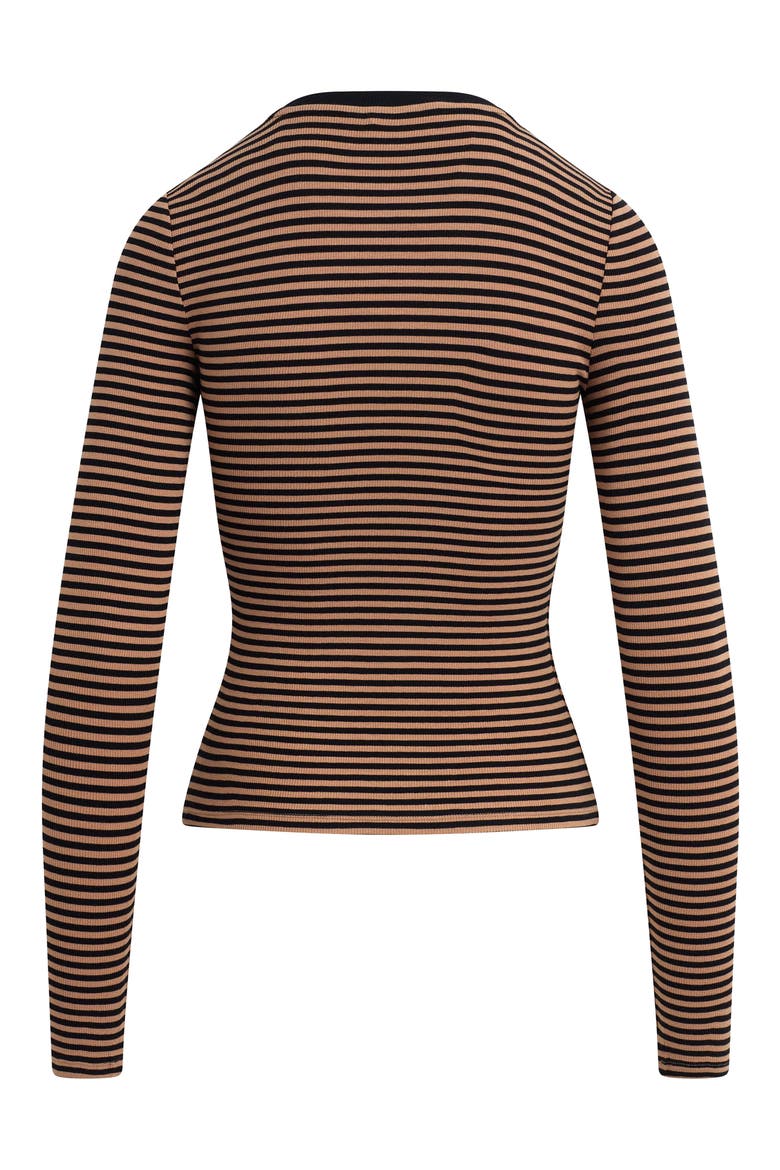 The Foundation Striped Long Sleeve Tee, Alternate, color, CAMEL BLACK STRIPE