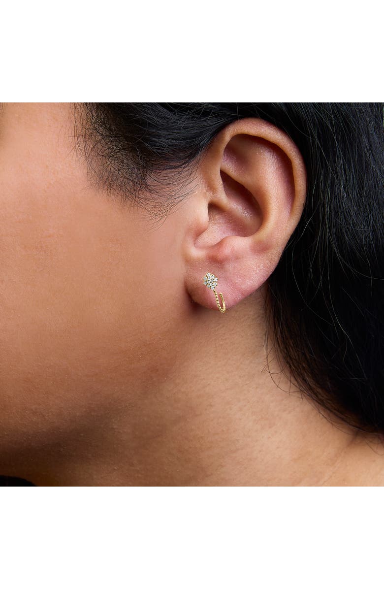 Haus of Brilliance 14K Yellow Gold Plated Silver 1/10 Cttw Diamond Floral Cluster Hoop Stud Earrings, Alternate, color, Yellow