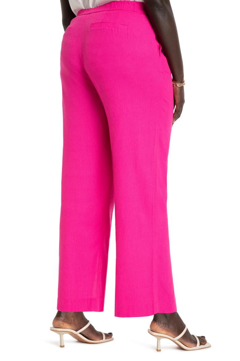 Slit Front Linen Blend Trousers, Alternate, color, VERY BERRY