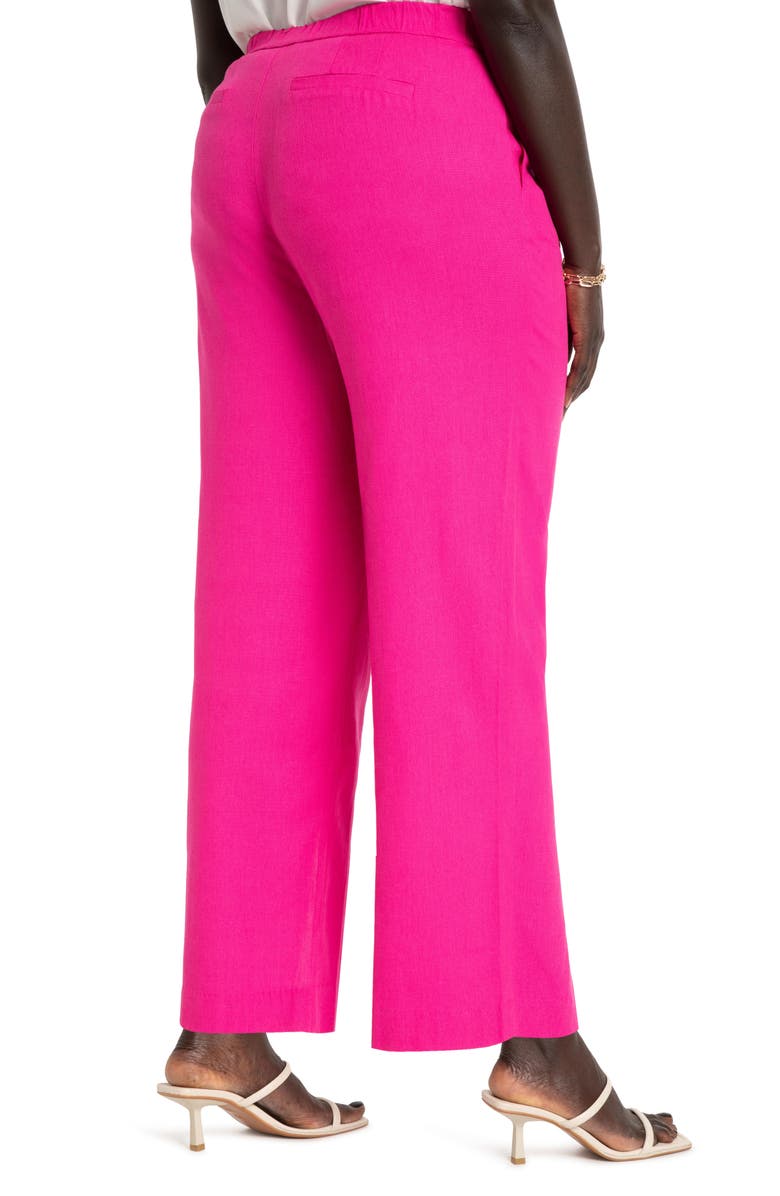 ELOQUII Slit Front Linen Blend Trousers, Alternate, color,