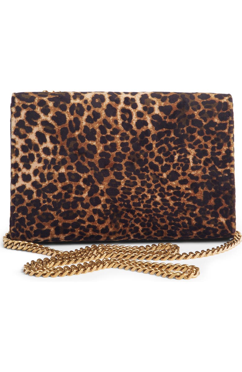 Saint Laurent Small Kate Leopard Print Velour Chain Crossbody Bag, Alternate, color,