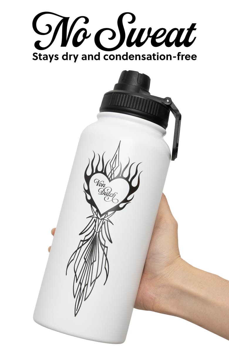 Von Dutch 32oz Hydration Double Walled Insulated Stainless Steel Bottle, Alternate, color, Von Heart