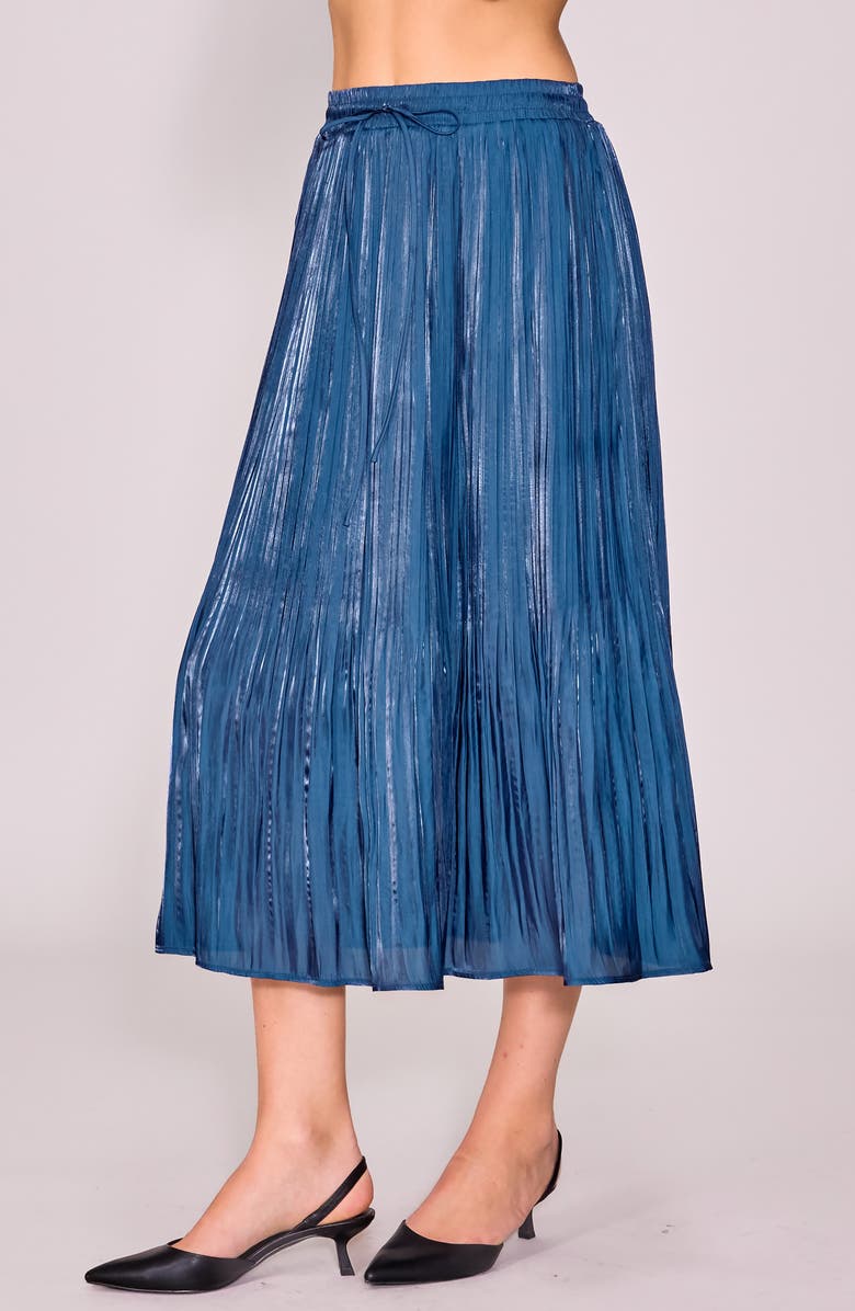 MELLODAY Metallic Release Pleat Skirt, Alternate, color, Navy