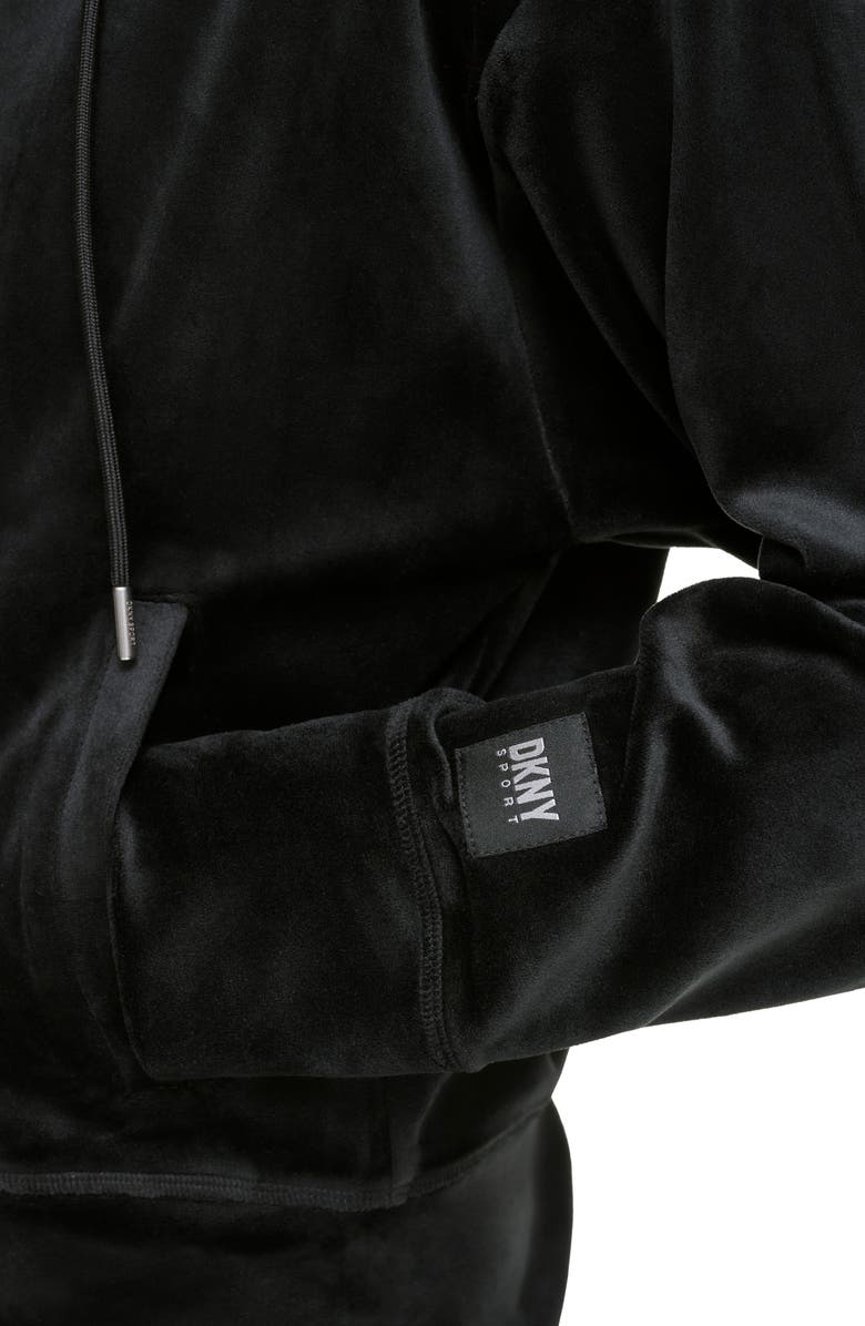 DKNY Velour Zip Hoodie, Alternate, color,