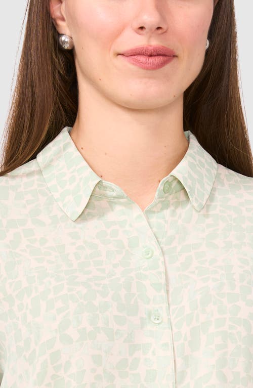 Halogenr Halogen(r) Geo Print Crepe Button-up Shirt In Mint Creme
