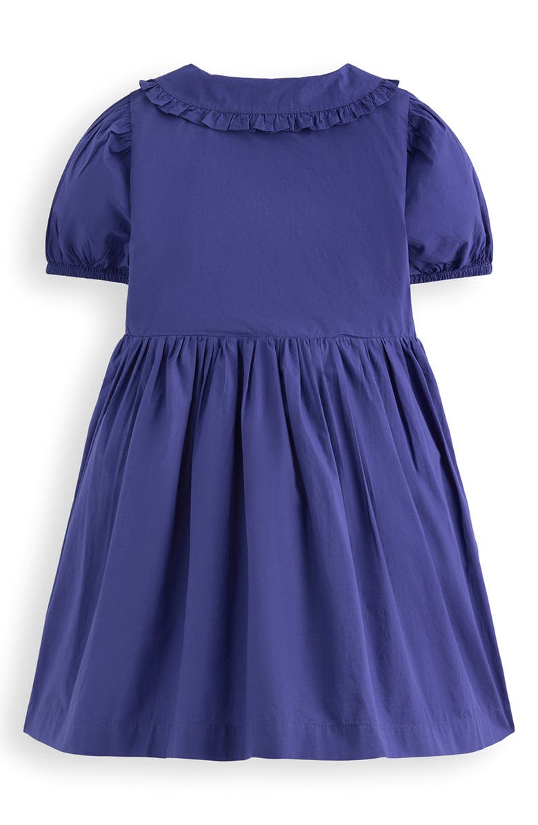 Mini Boden Kids' Bow Appliqué Cotton Shirtdress, Alternate, color, Starboard Blue Bows