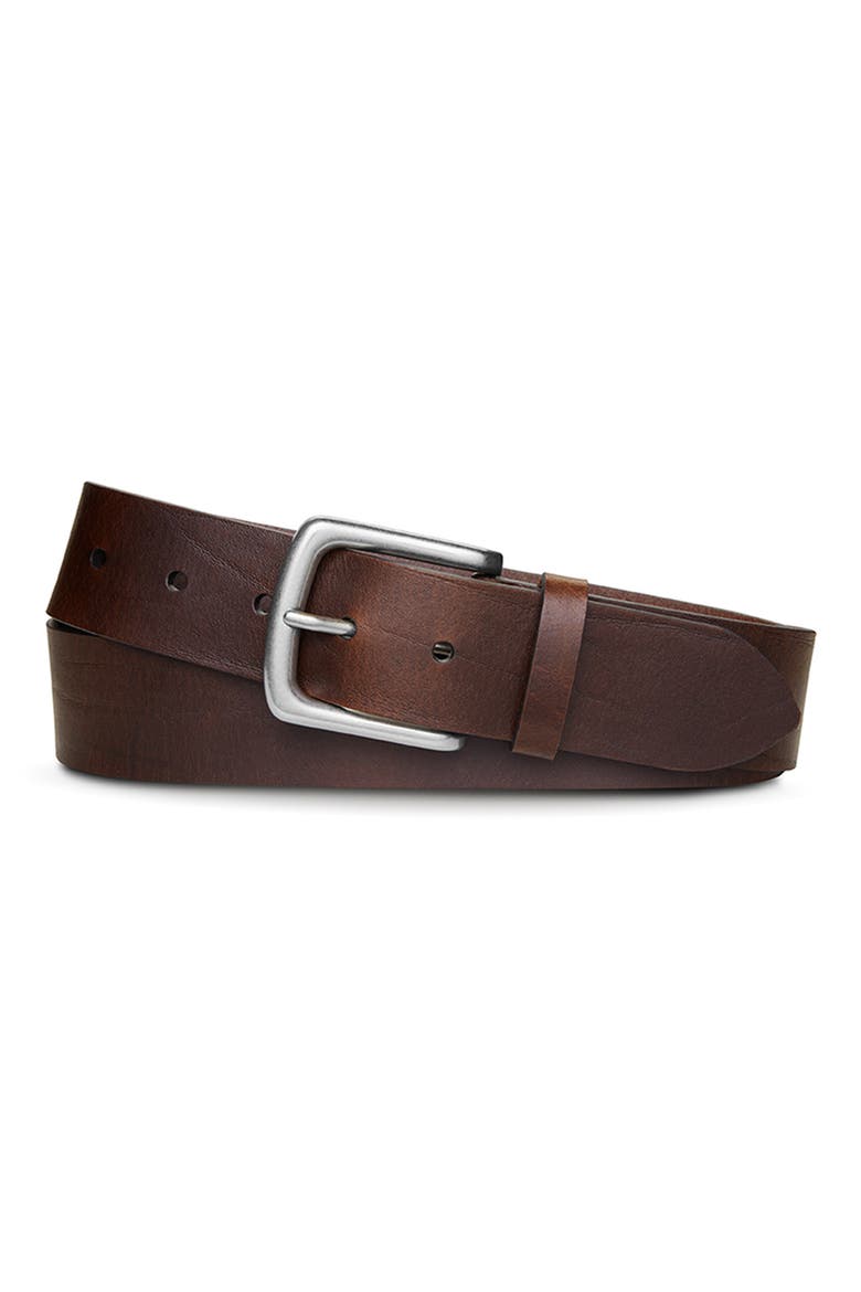 Essential Leather Belt, Main, color, DARK BROWN