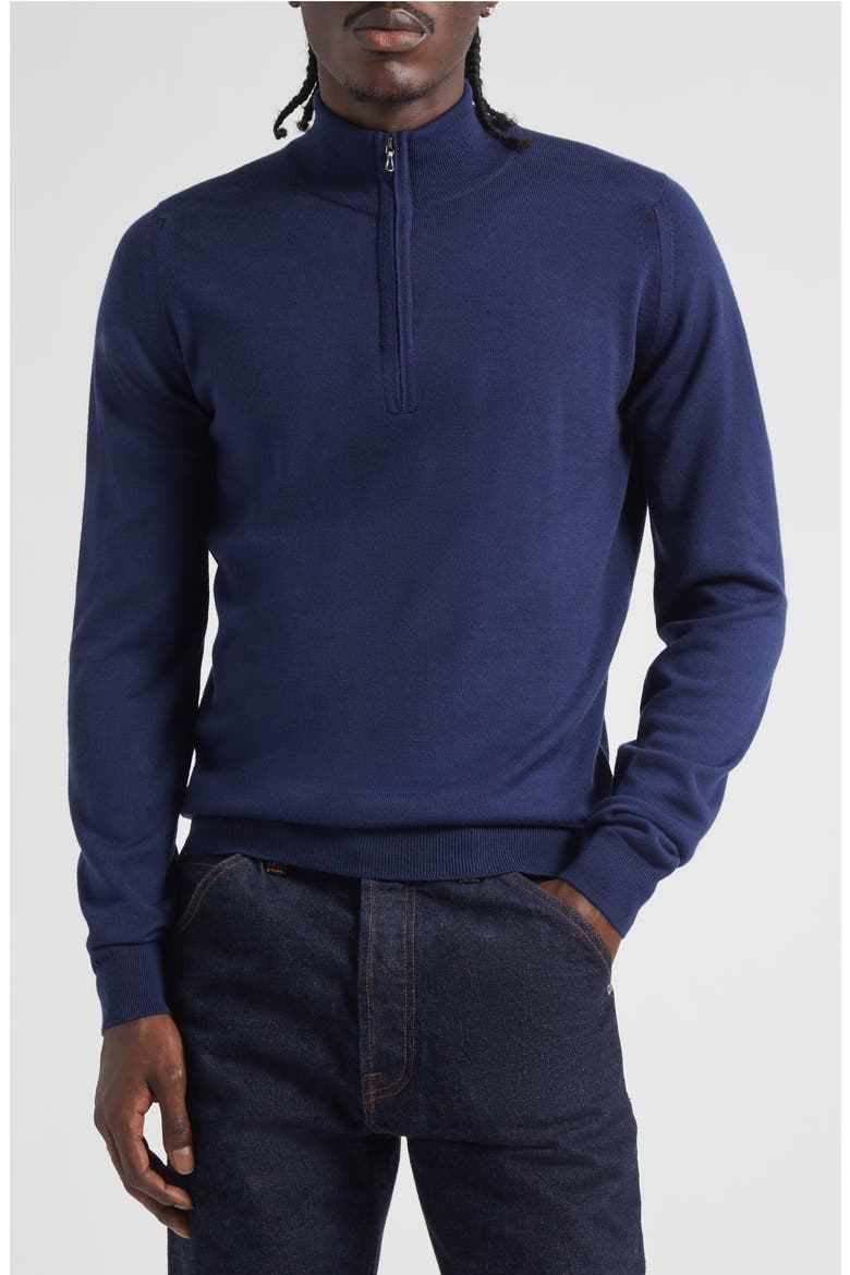 Men's Tapton Half Zip Merino Wool Sweater, Main, color, HEMINGWAY BLUE