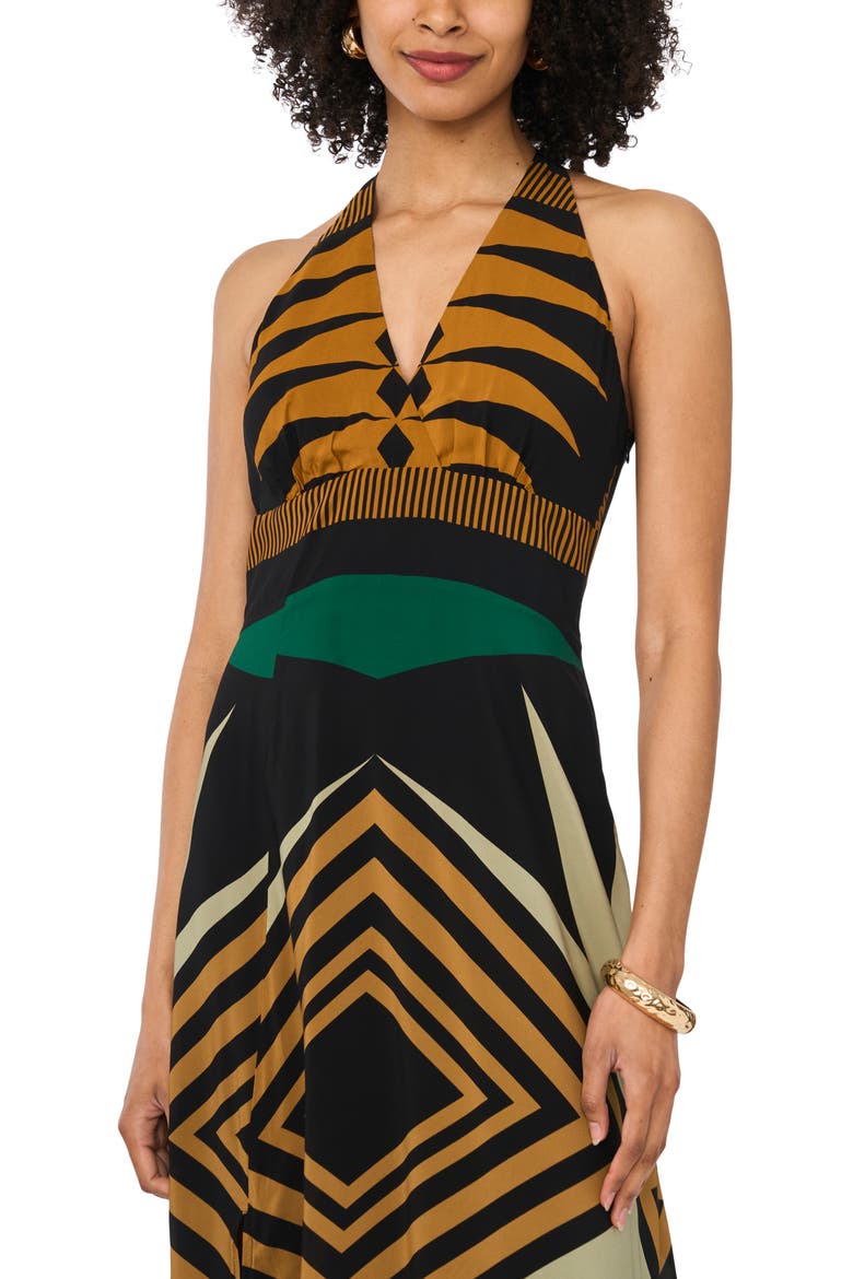 Mixed Print Racerback Midi Dress, Alternate, color, RICH BLACK