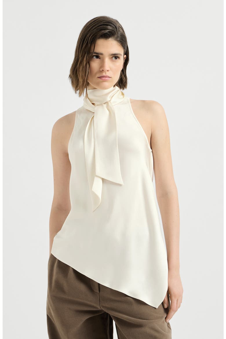 Silk satin top with monili, Main, color, Panama