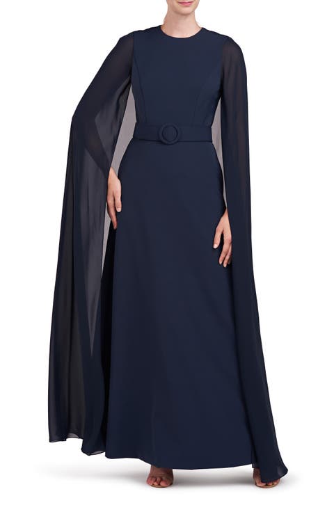 Freya Belted Cape Gown