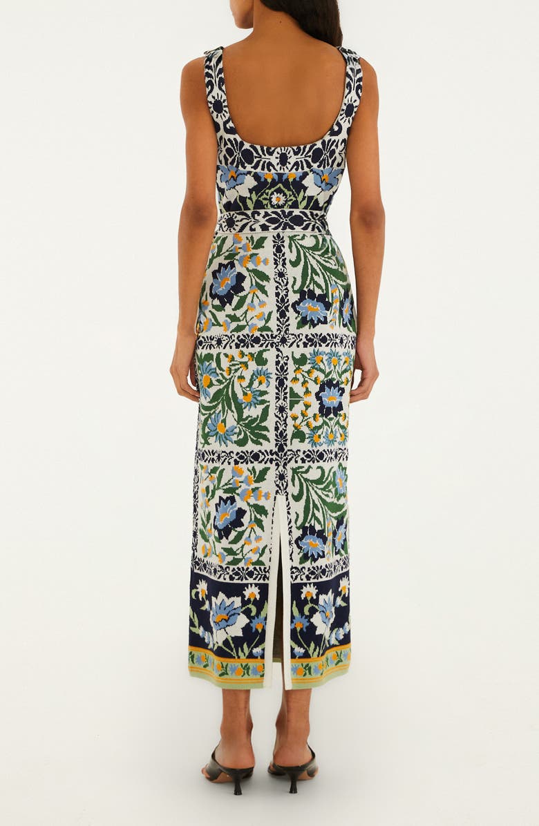 FARM Rio Manoela Tile Print Jacquard Knit Dress, Alternate, color, Off-White