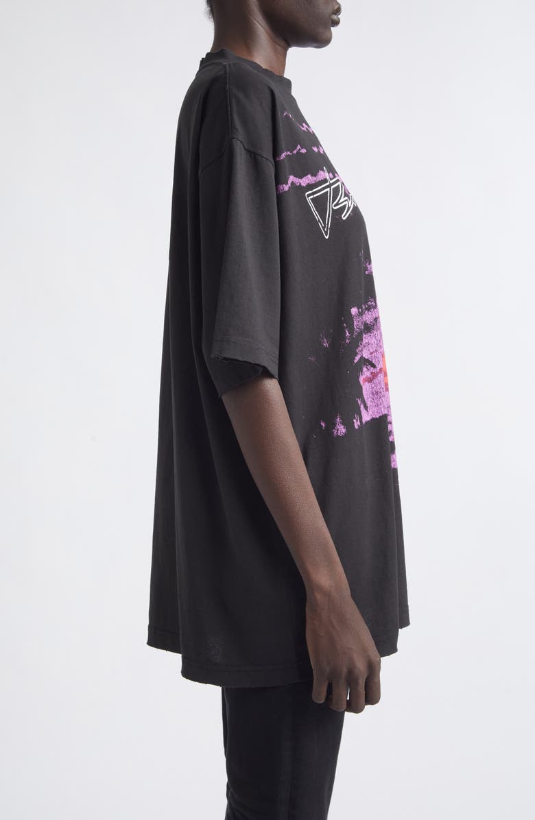 Balenciaga Dream Distressed Cotton Jersey Graphic T-Shirt, Alternate, color, 1000 Black