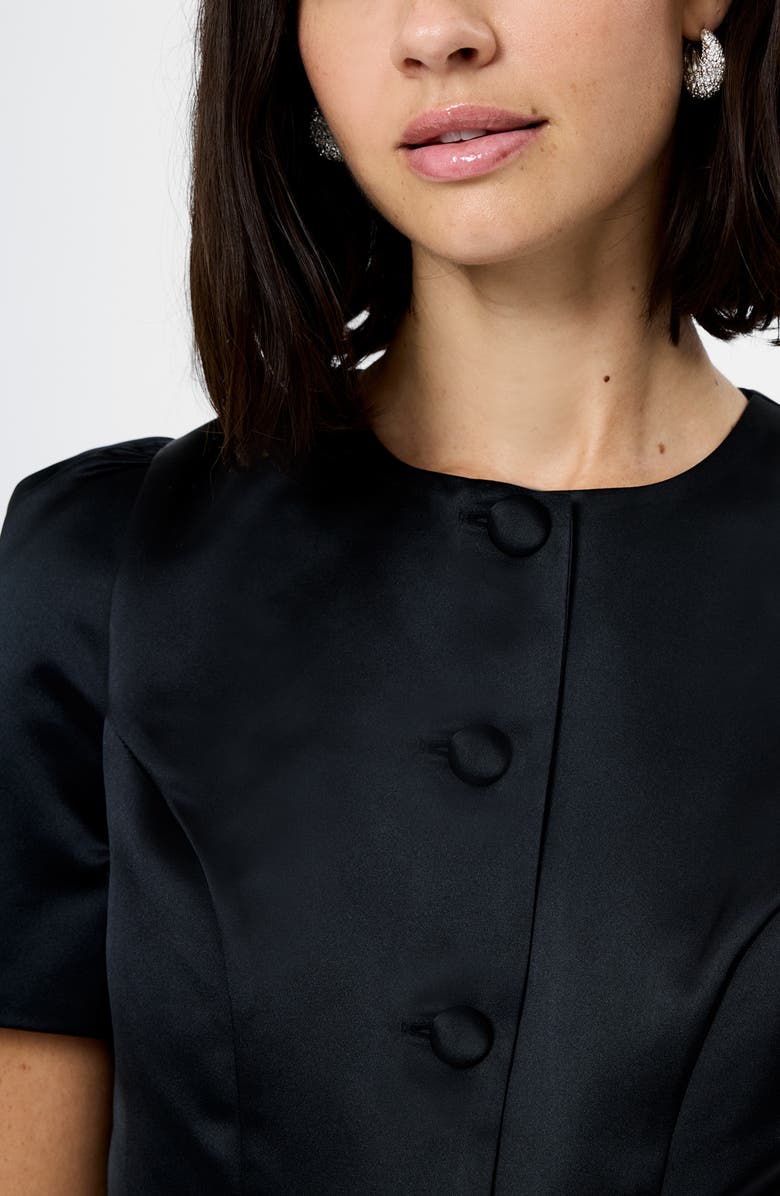 French Connection Jaxon Puff Sleeve Satin Button-Up Shirt, Alternate, color, 