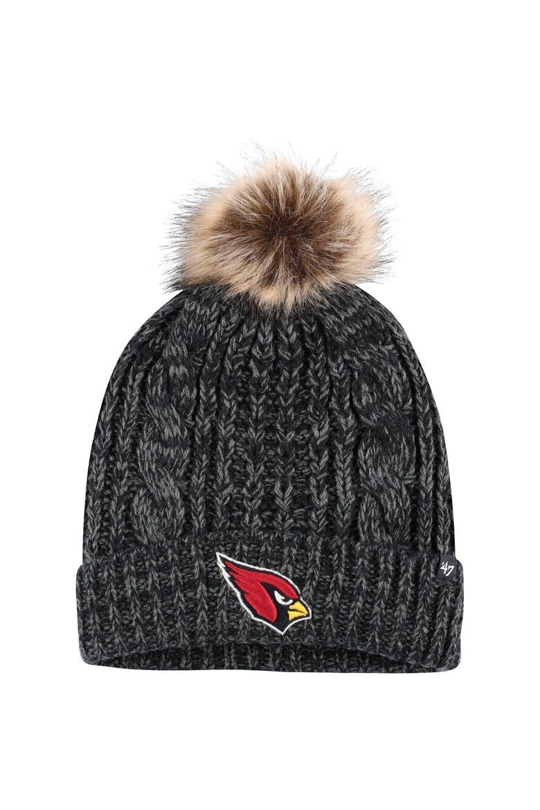 Women's '47 Black Arizona Cardinals Logo Meeko Cuffed Knit Hat with Pom, Main, color, Black