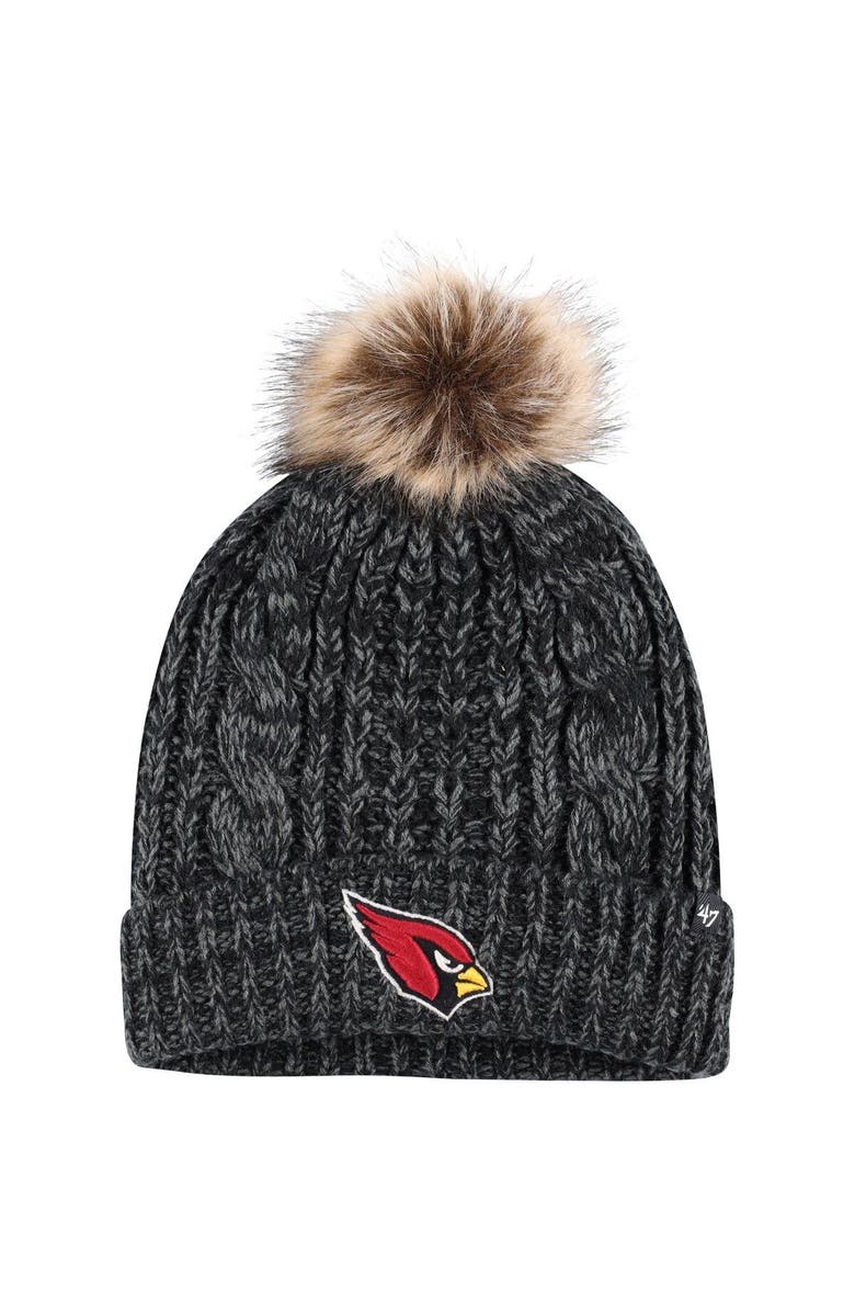 '47 Women's '47 Black Arizona Cardinals Logo Meeko Cuffed Knit Hat with Pom, Main, color, Black