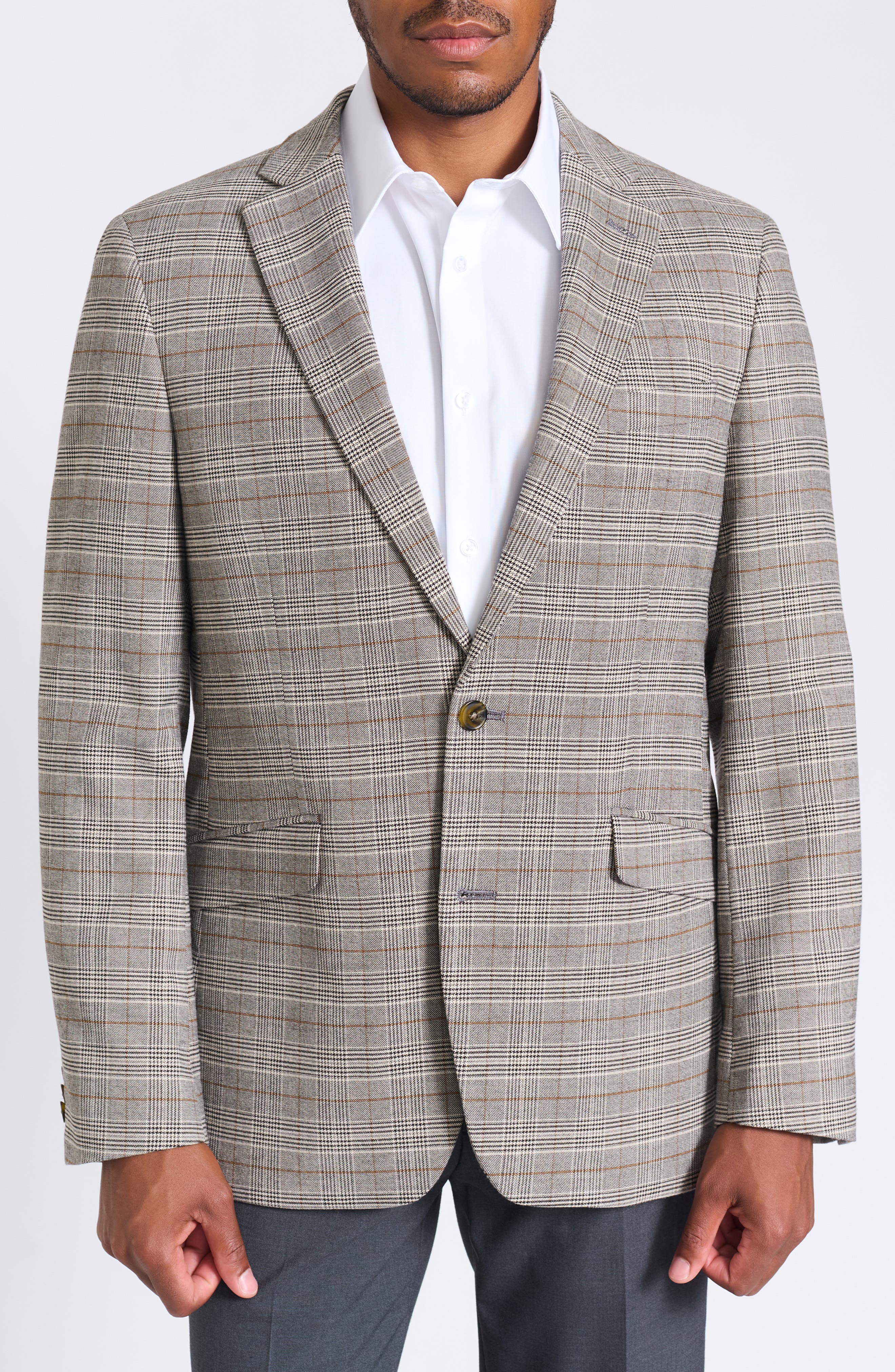 SAVILE ROW CO Charcoal Glen Plaid Blazer