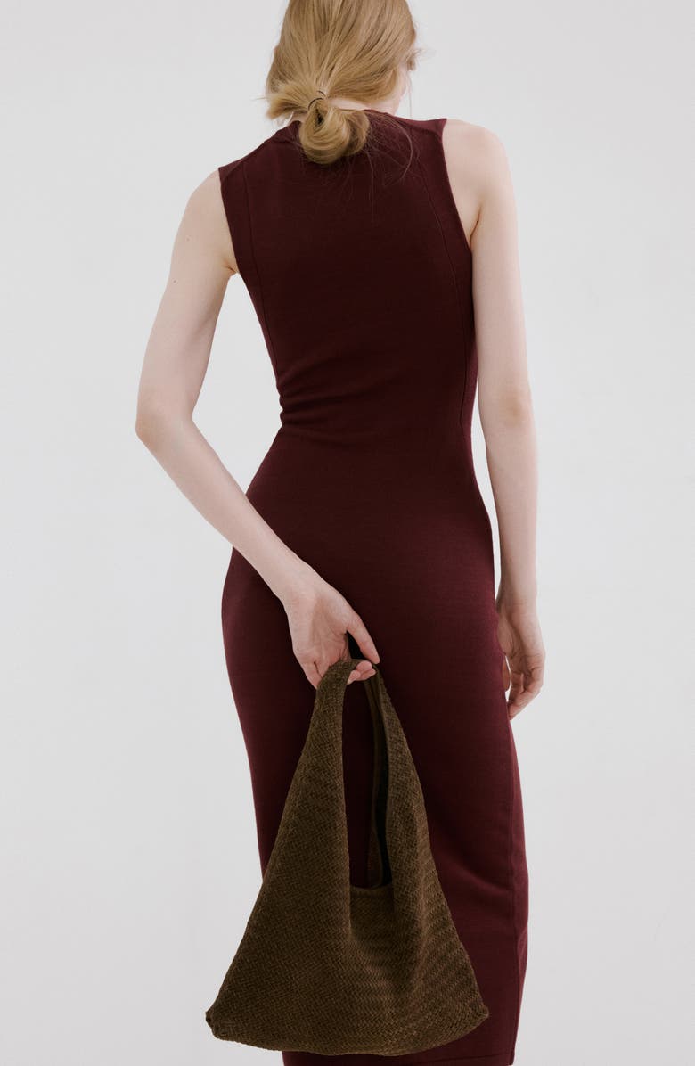 MANGO Knit Midi Dress, Alternate, color, Wine