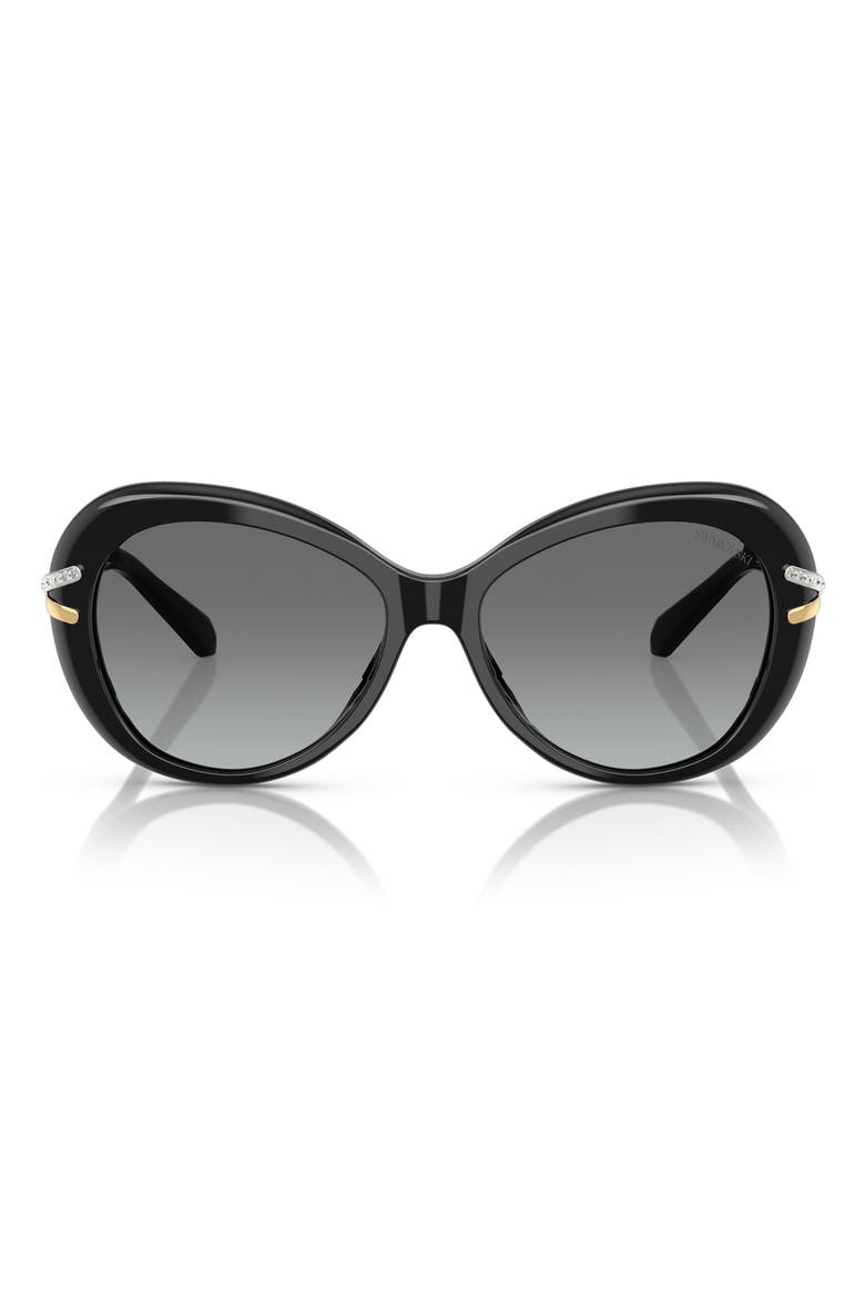 56mm Butterfly Sunglasses, Main, color, BLACK