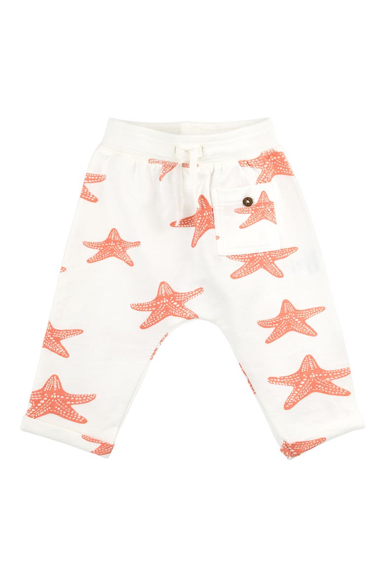 Starfish Print Pants, Main, color, WHITE