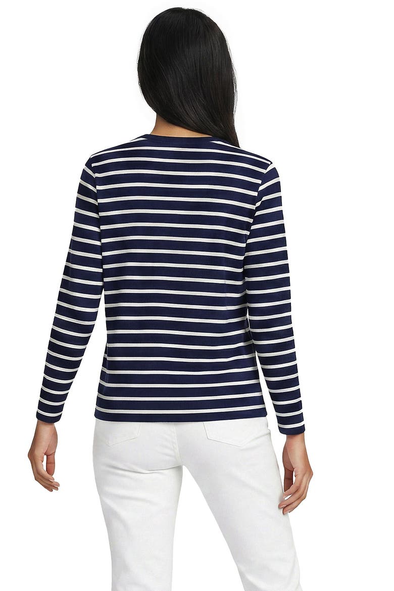 Supima Cotton Long Sleeve Crewneck T-Shirt, Alternate, color, Deep Sea/Ivory Breton Stripe