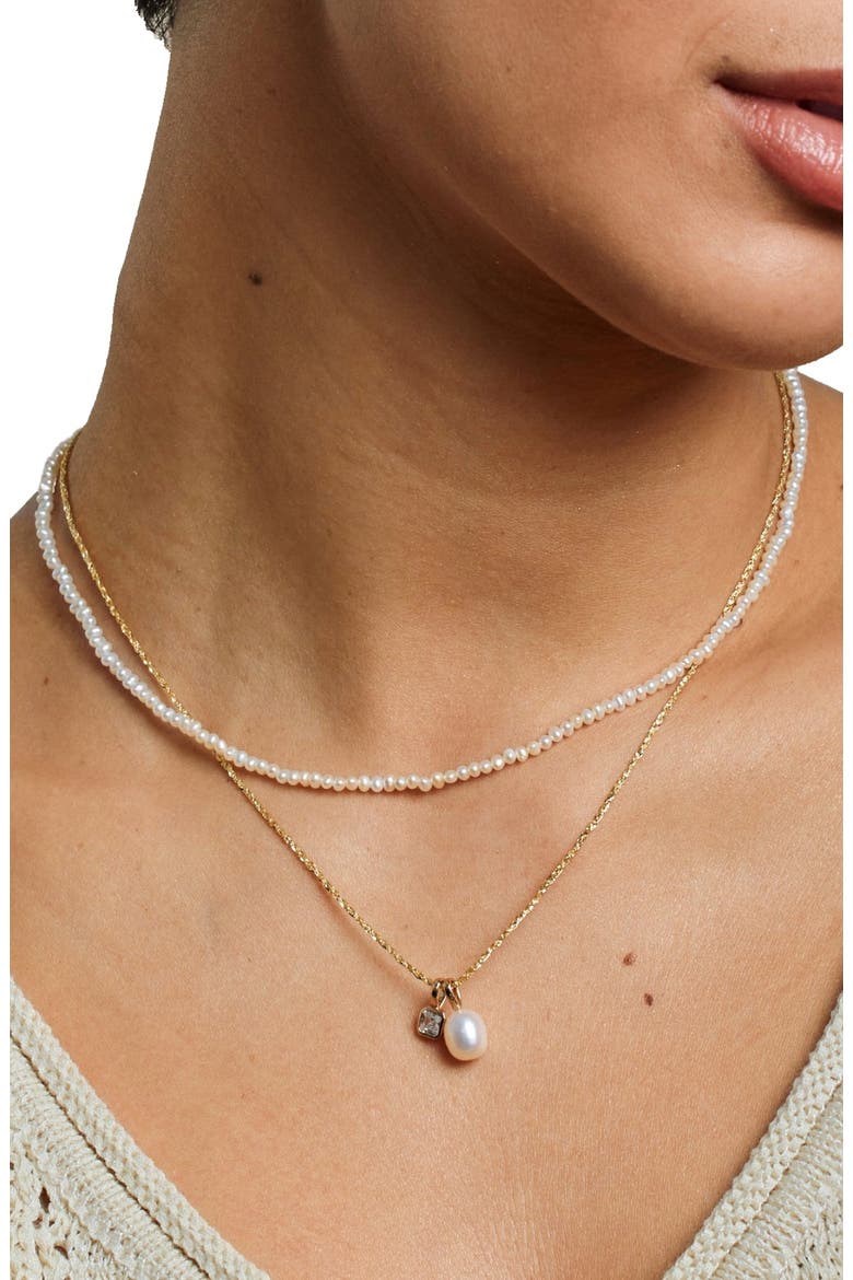 Pearl Strand Choker Necklace, Alternate, color, Gold Vermeil