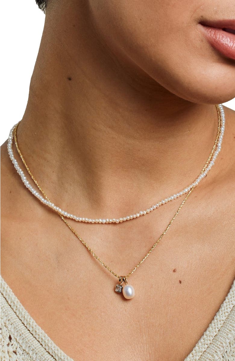 MADE BY MARY Pearl Strand Choker Necklace, Alternate, color, Gold Vermeil