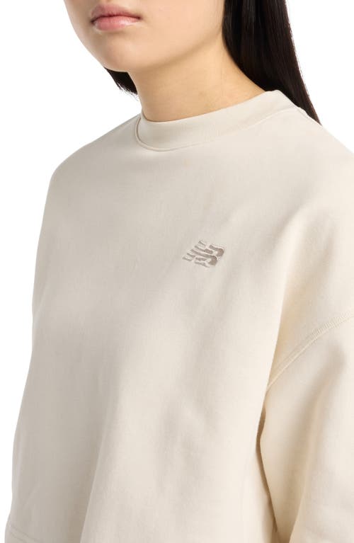 New Balance Coastal Fleece Oversize Crop Crewneck Sweatshirt In Neutral