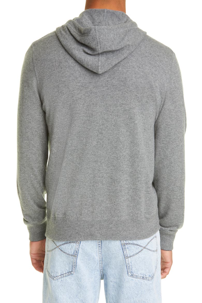 Cashmere Zip Front Hoodie, Alternate, color, GREY