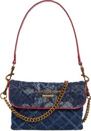 Kurt Geiger London Mini Brompton Quilted Floral Denim Shoulder Bag