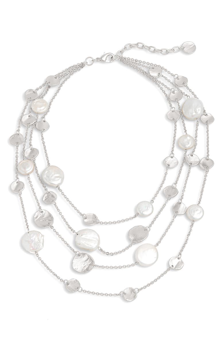 Karine Sultan Multilayer Necklace with Cultured Pearls, Main, color,
